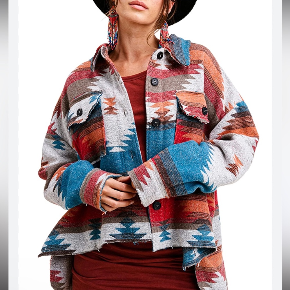 Aztec Distressed Style Shacket
